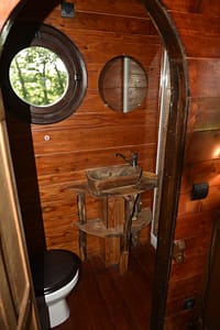 the bathroom of the unusual gypsy caravan